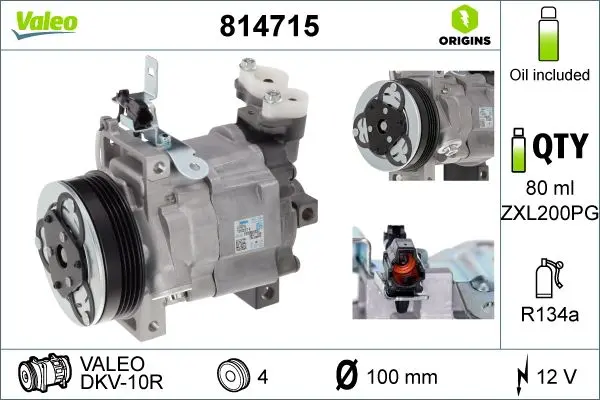 Compresor, climatizare VALEO ORIGINS NEW OE TECHNOLOGY 814715