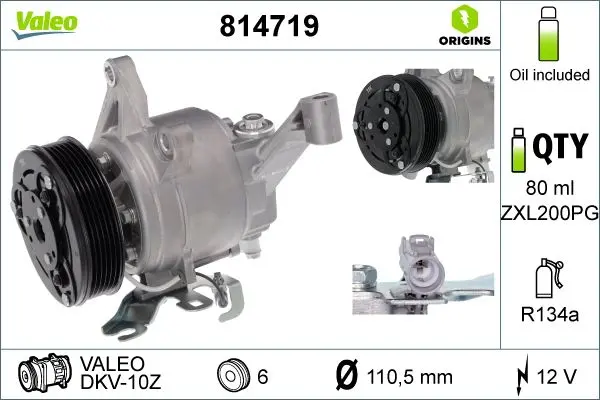 Compresor, climatizare VALEO ORIGINS NEW OE TECHNOLOGY 814719