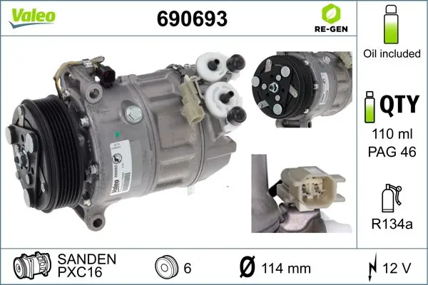 Compresor, climatizare VALEO RE-GEN REMANUFACTURED 690693