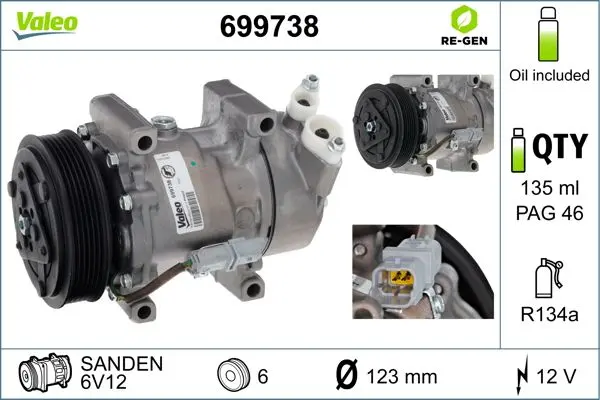Compresor, climatizare VALEO RE-GEN REMANUFACTURED 699738