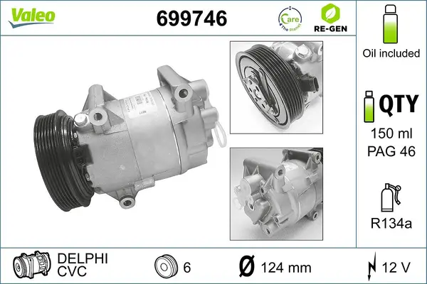 Compresor, climatizare VALEO RE-GEN REMANUFACTURED 699746