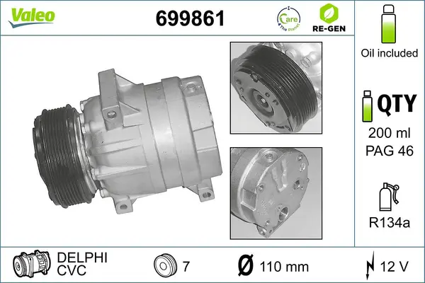 Compresor, climatizare VALEO RE-GEN REMANUFACTURED 699861
