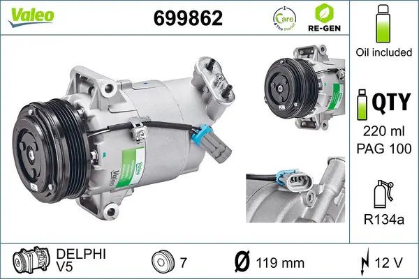 Compresor, climatizare VALEO RE-GEN REMANUFACTURED 699862