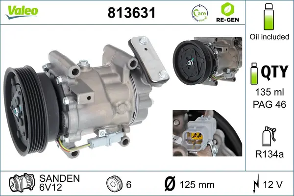 Compresor, climatizare VALEO RE-GEN REMANUFACTURED 813631