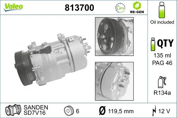 Compresor, climatizare VALEO RE-GEN REMANUFACTURED 813700
