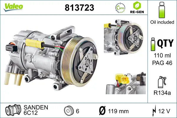 Compresor, climatizare VALEO RE-GEN REMANUFACTURED 813723
