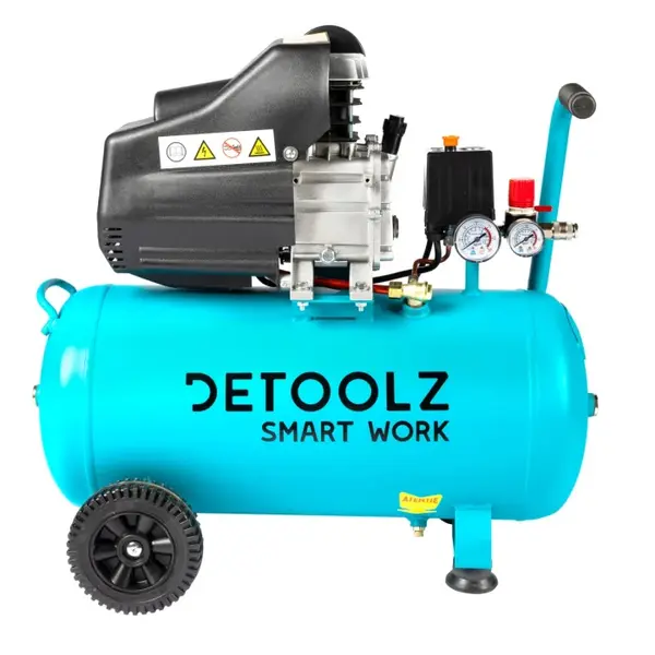 Compresor Detoolz 50L cu ulei, 1680 W, debit 206L min, 8 bar, 2 prize de aer