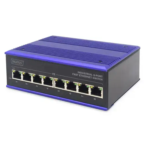 Comutator Fast Ethernet, Digitus, Industrial cu 8 porturi