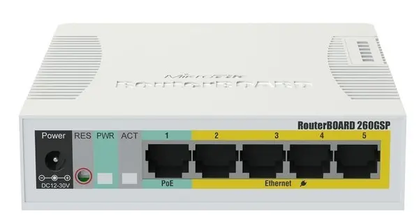 Comutator Mikrotik - RB260GSP, 5 porturi, alb