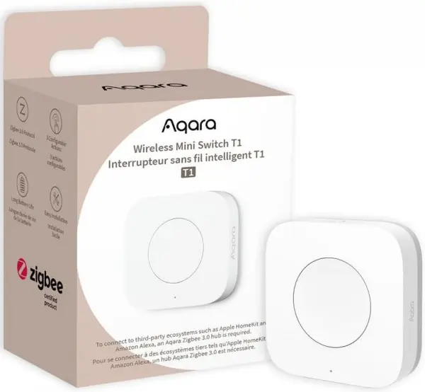 Comutator pentru accesorii smart Aqara - Wireless Mini Switch T1, alb