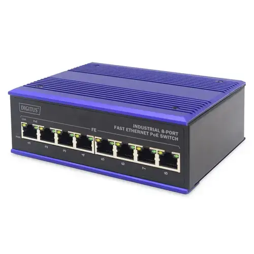 Comutator PoE Fast Ethernet, Digitus, Industrial cu 8 porturi