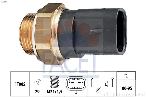Comutator temperatura, ventilator radiator FACET Made in Italy - OE Equivalent 7.5117