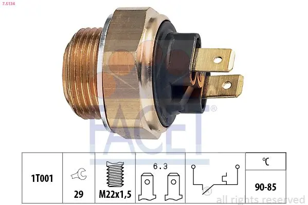 Comutator temperatura, ventilator radiator FACET Made in Italy - OE Equivalent 7.5134