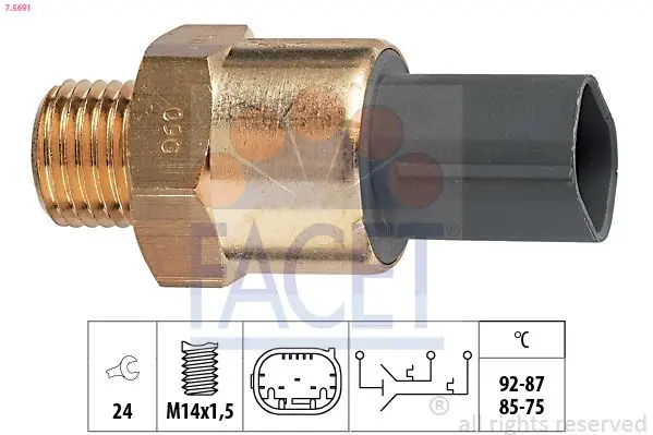 Comutator temperatura, ventilator radiator FACET Made in Italy - OE Equivalent 7.5691