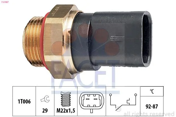Comutator temperatura, ventilator radiator FACET Made in Italy - OE Equivalent 7.5187