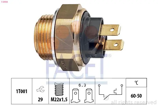 Comutator temperatura, ventilator radiator FACET Made in Italy - OE Equivalent 7.5034