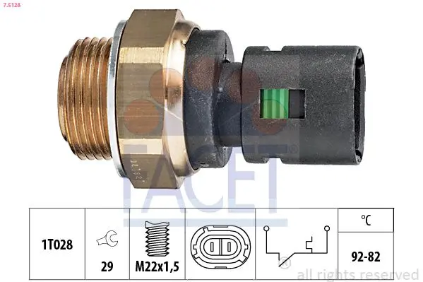 Comutator temperatura, ventilator radiator FACET Made in Italy - OE Equivalent 7.5128