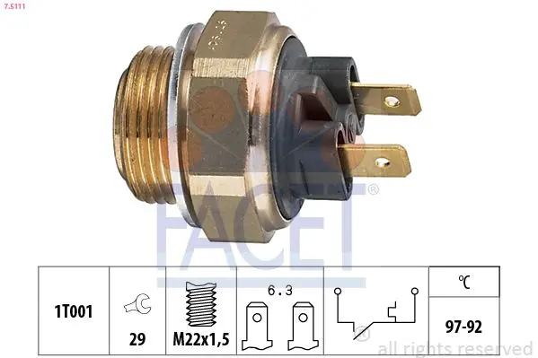 Comutator temperatura, ventilator radiator FACET Made in Italy - OE Equivalent 7.5111