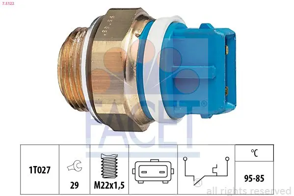 Comutator temperatura, ventilator radiator FACET Made in Italy - OE Equivalent 7.5122