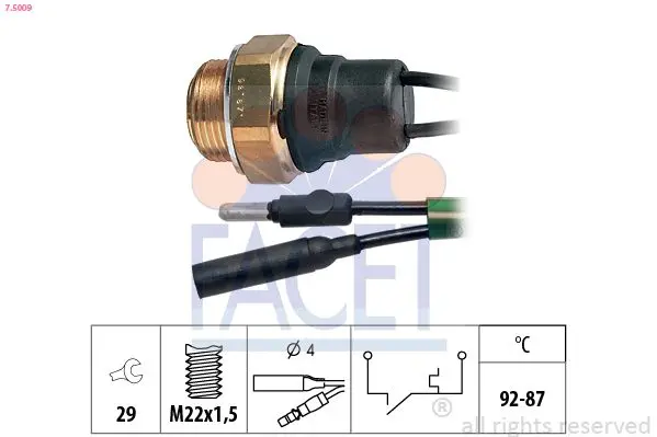 Comutator temperatura, ventilator radiator FACET Made in Italy - OE Equivalent 7.5009
