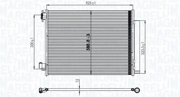 Condensator climatizare (cu uscator) potrivit DACIA DOKKER, DOKKER MINIVAN, DUSTER, DUSTER SUV, LODGY, LOGAN II, LOGAN MCV II, SANDERO II; RENAULT ARKANA I, CAPTUR I, CLIO IV, CLIO IV HATCHBACK 0.9-1.