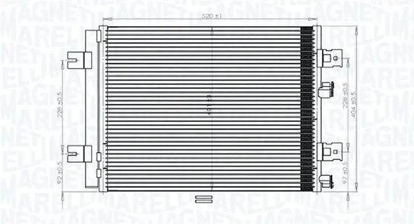 Condensator climatizare (cu uscator) potrivit DACIA DUSTER, DUSTER SUV, LOGAN, LOGAN EXPRESS, LOGAN MCV, SANDERO; LADA LARGUS; RENAULT DUSTER, LOGAN I, SANDERO STEPWAY I 1.2-1.6LPG 08.04-