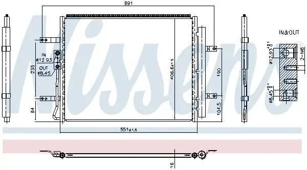Condensator climatizare (cu uscator) potrivit HYUNDAI KONA, KONA SUV 1.6H 06.19-