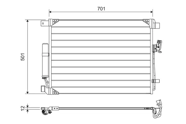 Condensator climatizare (cu uscator) potrivit NISSAN NAVARA NP300; RENAULT ALASKAN 2.3D 01.15-