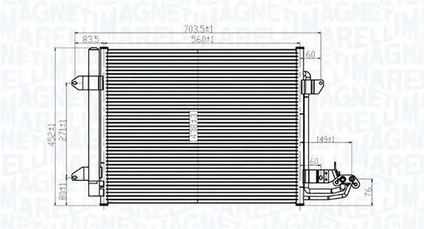 Condensator climatizare (cu uscator) potrivit VW CADDY III, CADDY III MINIVAN, TOURAN 1.4-2.0D 02.03-05.15
