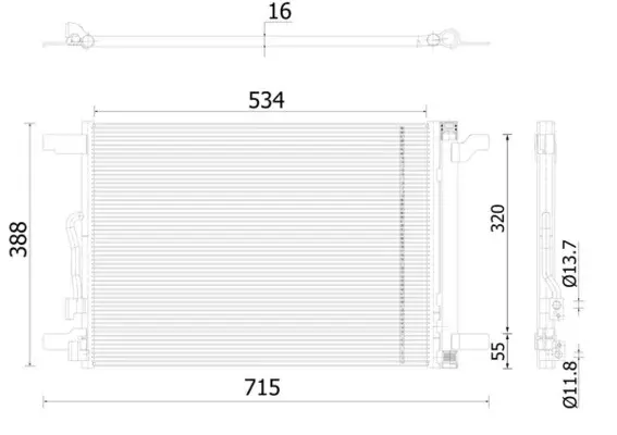 Condensator climatizare (cu uscator) potrivit VW GOLF VII, GOLF VIII, TIGUAN 1.4-2.0D 08.12-