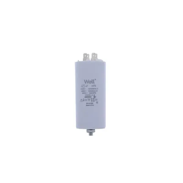 Condensator pornire motor 400V 45uF cu pin, Well