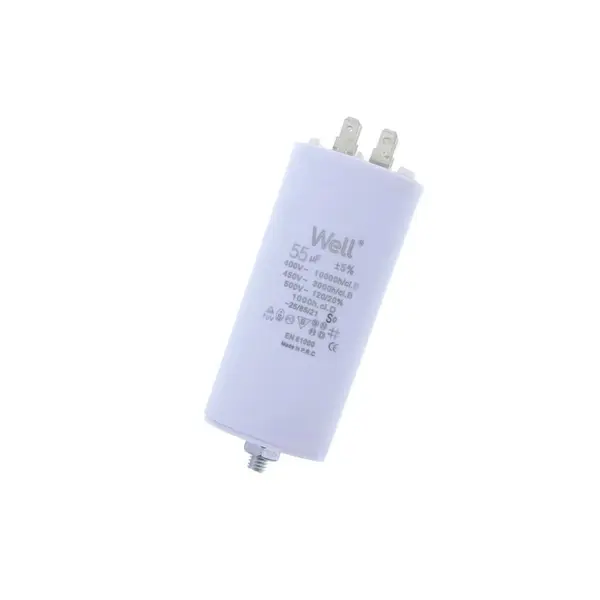 Condensator pornire motor 400V 55uF cu surub, Well