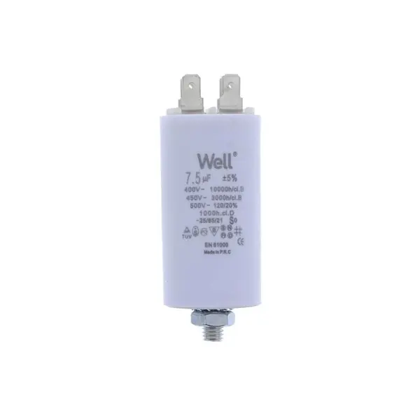 Condensator pornire motor 400V 7.5uF cu pin, Well