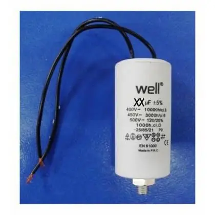 Condensator pornire motor 400V 80uF cu fir Well MOTCAP-80UF-WR-WL
