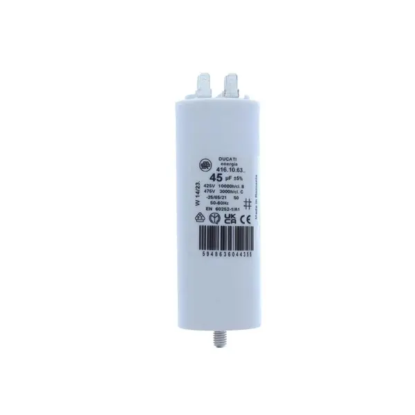 Condensator pornire motor 425V 45uF cu pin, Ducati Energia