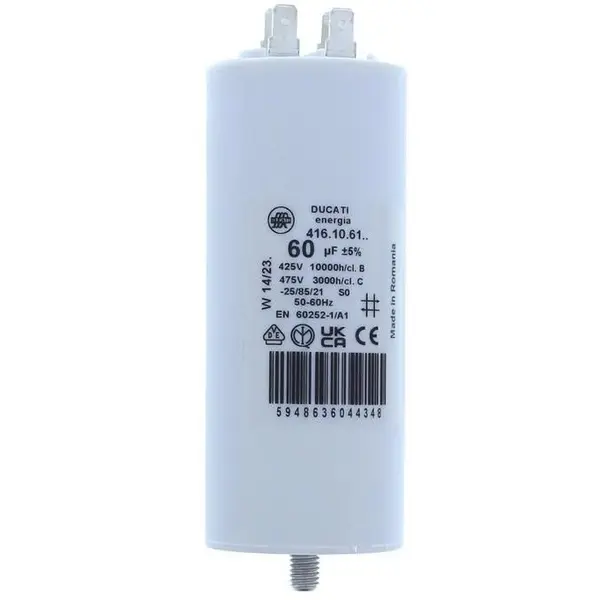 Condensator pornire motor 425V 60uF cu pin, Ducati Energia 416106164 MOTCAP-60UF/425-PN-DCT