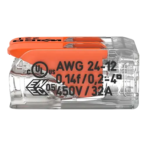 Conector cu pârghie 2 poli, max. 4 mm², 450V/32A, set 100 buc., WAGO 221-412