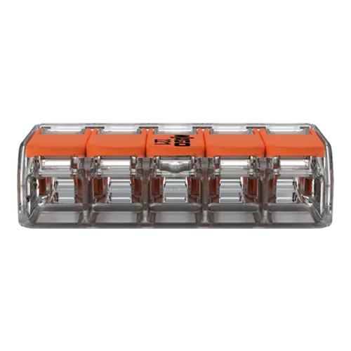Conector derivație cu pârghii 5 poli, max. 6 mm², 450V/41A, set 15 buc., WAGO 221-615