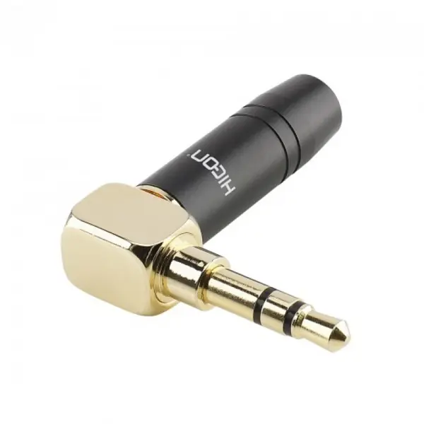 Conector metalic audio jack stereo 3.5mm unghi 90 grade, HICON HI-J35SA