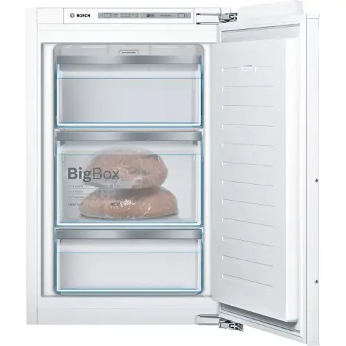 Congelator incorporabil Bosch GIV21AFE0, 96 l, LowFrost, 3 sertare, Clasa E, H 87 cm, Inox