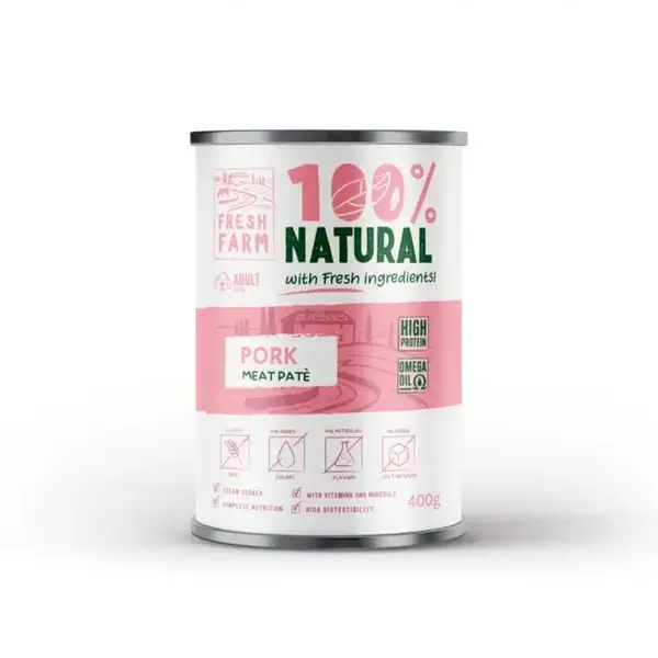 Conserva pentru caini Fresh Farm Smooth Pate cu porc 400 gr
