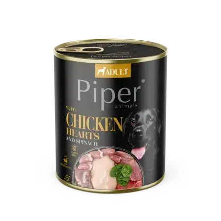 Conserva pentru caini Piper Adult cu inimi de pui spanac 800 gr