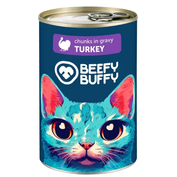 Conserva pentru pisici Beefy Buffy cu curcan 415 gr
