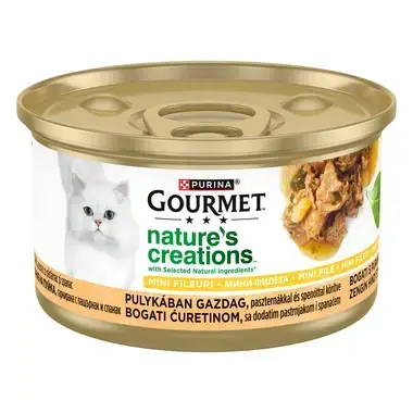 Conserva pentru pisici Gourmet Nature s Creations cu curcan spanac pastarnac 85 gr