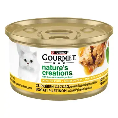 Conserva pentru pisici Gourmet Nature s Creations cu pui spanac rosii 85 gr