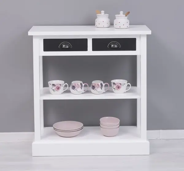 Consola cu 2 sertare, 1 polita cu finisaj White / Black