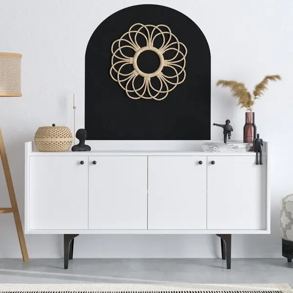 Consola Eris cu 4 Usi, Alb, 150x80x40 cm