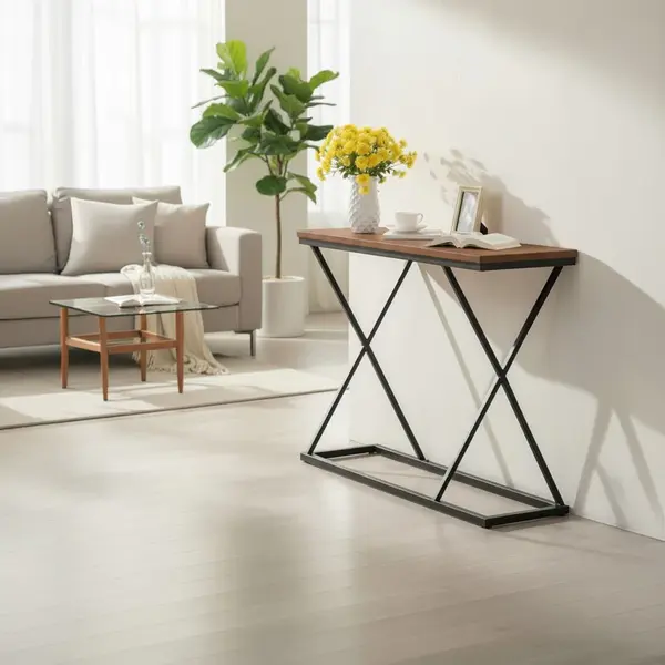 Consola Glimmer, Nuc-Negru, metal, 100x30x80 cm