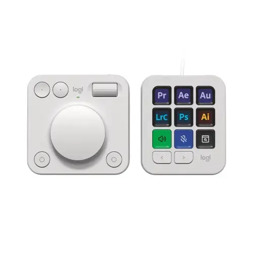 Consola Logitech MX Creative, Control intuitiv, Integrare in diverse aplicatii, USB-C/Bluetooth Low Energy (Gri)