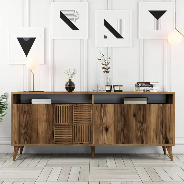 Consola Milan Walnut 180x78.6x35 cm